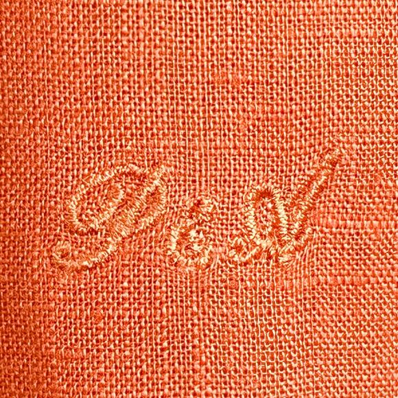 Porter & Ash Mens 100% Linen Flip Cuff Button Down Shirt - Orange, Size L - Picture 6 of 9